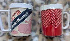 LOT OF 2 Owens-Corning Fiberglas COFFEE MUGS Pink Panther Attic Blanket+Red Mug