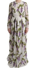 DOLCE & GABBANA Dress White Floral Embroidered Maxi Full IT40 /US6 / S RRP $8800