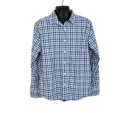 Untuckit Mens Sz XL Casual Button Down Shirt Blue Plaid Long Sleeve