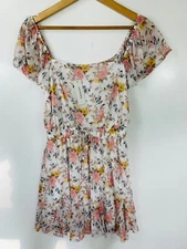 Miami Women's Dress Medium Colorful Floral Ruffle Tiered Elastic Waist NWT 