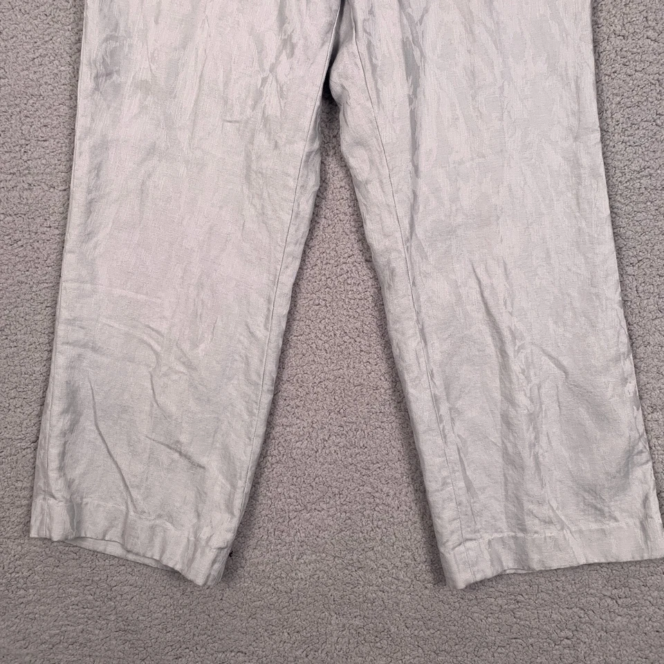 Peter Nygard Petites Women's Size 10 Linen Blend Pants Gray Floral Texture - Image 3 of 4