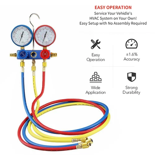 R134a R12 Refrigeration Tools Air Conditioning AC Conditioner Manifold Gauge Kit - Picture 5 of 11
