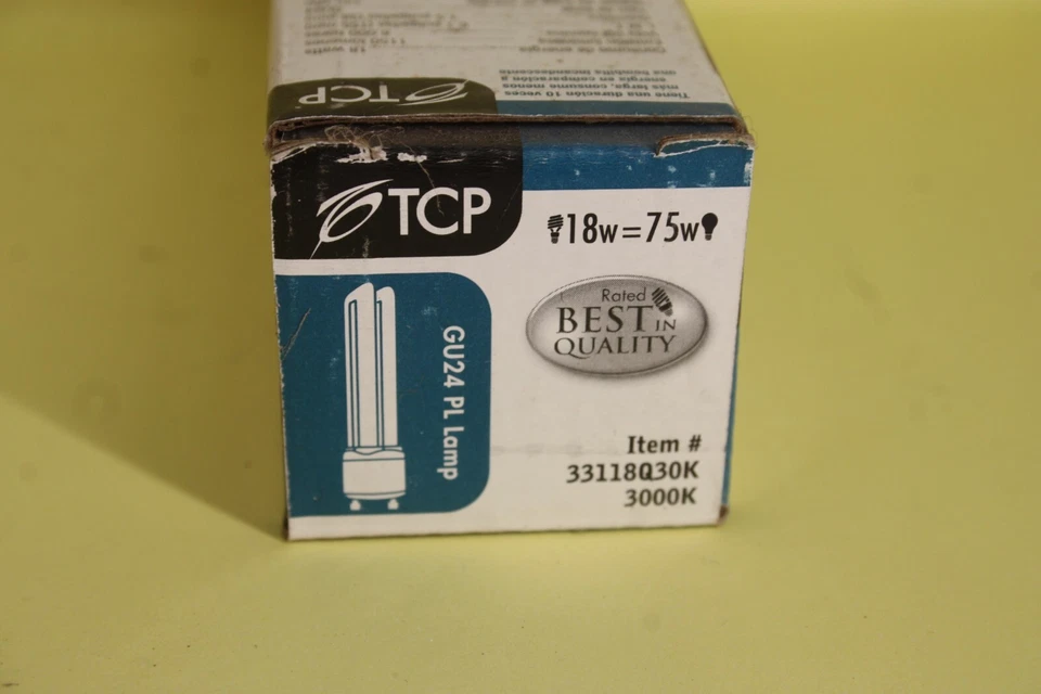 12X GENUINE TCP 33118Q  18W 120V 1150 LUMENS COMPACT FLOURESCENT BULB, QUAD TUBE - Image 2 of 4