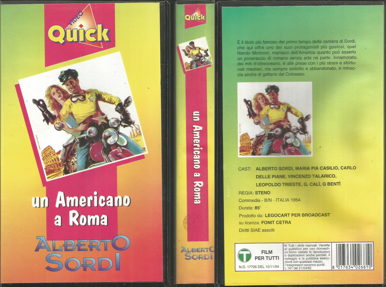 Alberto Sordi : Un americano a Roma / Regia di Steno / VHS