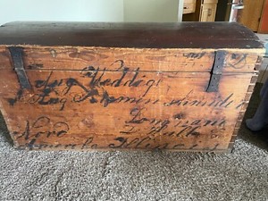 Dekalb Illinois Antique 1880s German Dowry Trunk Handcrafted Wood Chest
