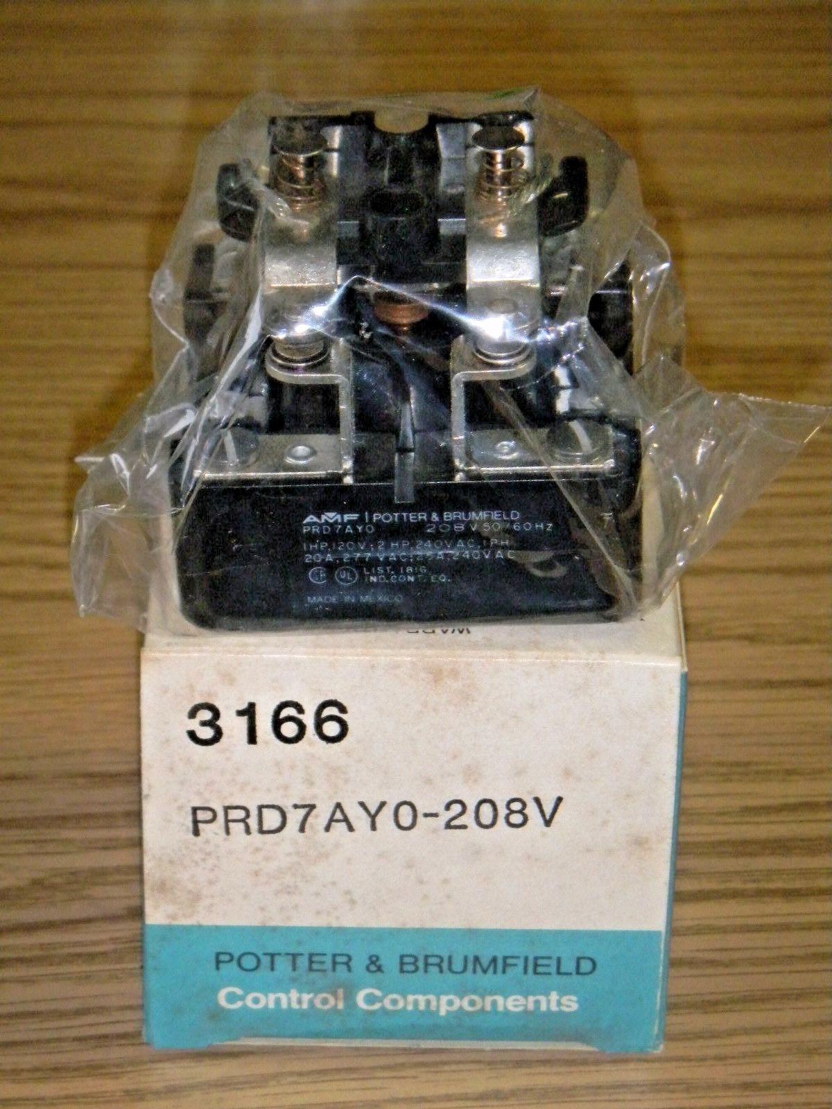 P&B Potter & Brumfield PRD7AY0-208V HD Power Relay 850 OHM DPST-NO, 9.8VA, 25A
