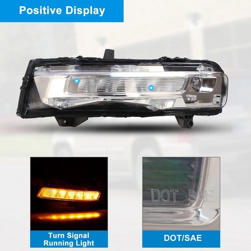 For 2018-2022 Mustang LED DRL Fog Lights Clear Bumper Turn Signal Lamps Pair - Picture 3 of 9