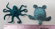 Lot of 2 Sea Turtle & Octopus Ocean Figures Toy Plastic Play or Diorama 4"