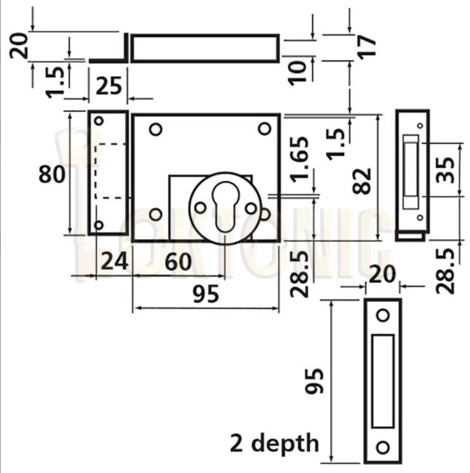 AMF 49Z Rim Euro Double Throw Zinc Plated Dead Lock Gate Shed Van Garage - Image 3 of 4