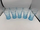 Vintage Coca Cola Glass Tumbler Classic Collectible Light Blue 6" Set of 6