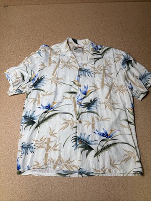 Paradise Found Short Sleeve Button Up Hawaiian Shirt Men Size L Made In USA F1