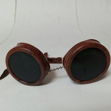 Vintage Steampunk DARK Green Glass Welding Safety Glasses Goggles Industrial