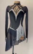 Ice Figure Skating Dress Elasticity Competition Skating Jeweled gray dyeing