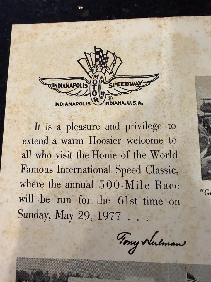 INDIANAPOLIS MOTOR SPEEDWAY Indy 500 PROGRAM BROCHURE 1977 Tony Hulman - Image 2 of 4