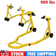 2Pack Motorcycle Stand Lift 900lb Front & Rear Combo Universal Stand Lift Yellow