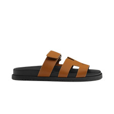 Hermes Chypre Calfskin & Natural Color Sandals Women