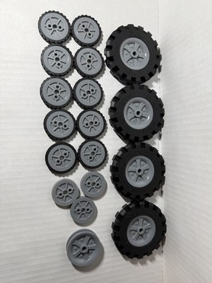 Lot of 18 Knex Wheels Tire Gray Rims - Knex Parts lot, with extra rims