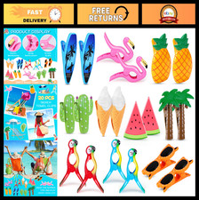 20 Pcs Colorful Beach Towel Clips - Flamingo Pineapple Holders for Chairs, Poo