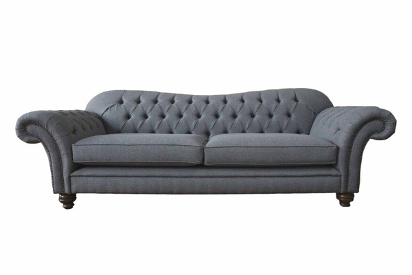 Moderm Sofa 3 Sitzer Luxus Textil Couch Grau Sofas Polster Stoff Neu-image