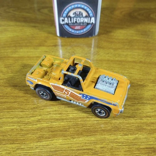 Hot Wheels Flying Colors Redline Baja Bruiser Orange Metal Base Hong Kong 1974