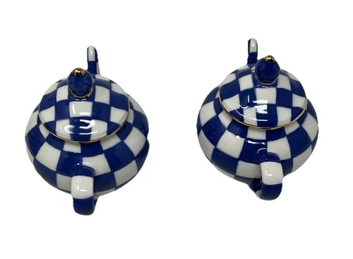 MacKenzie-Childs Royal Check Teapot Salt & Pepper - Thumbnail 2