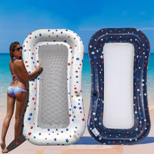 2 Pcs Inflatable Pool Float Lounge Cooling Mesh Raft Floating Lounger w/Cup