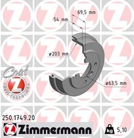 2X Bremstrommel Coat Z Zimmermann 250.1749.20 FüR Ford Fiesta HF 7 HJ Van Flex
