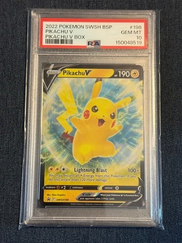 PSA 10 - 2022 Pokemon SWSH Black Star Promo #198 Pikachu V Pikachu V Box