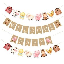 Farm Baby Shower Banner, Farm Animals Party Decorations, Welcome Baby Banners