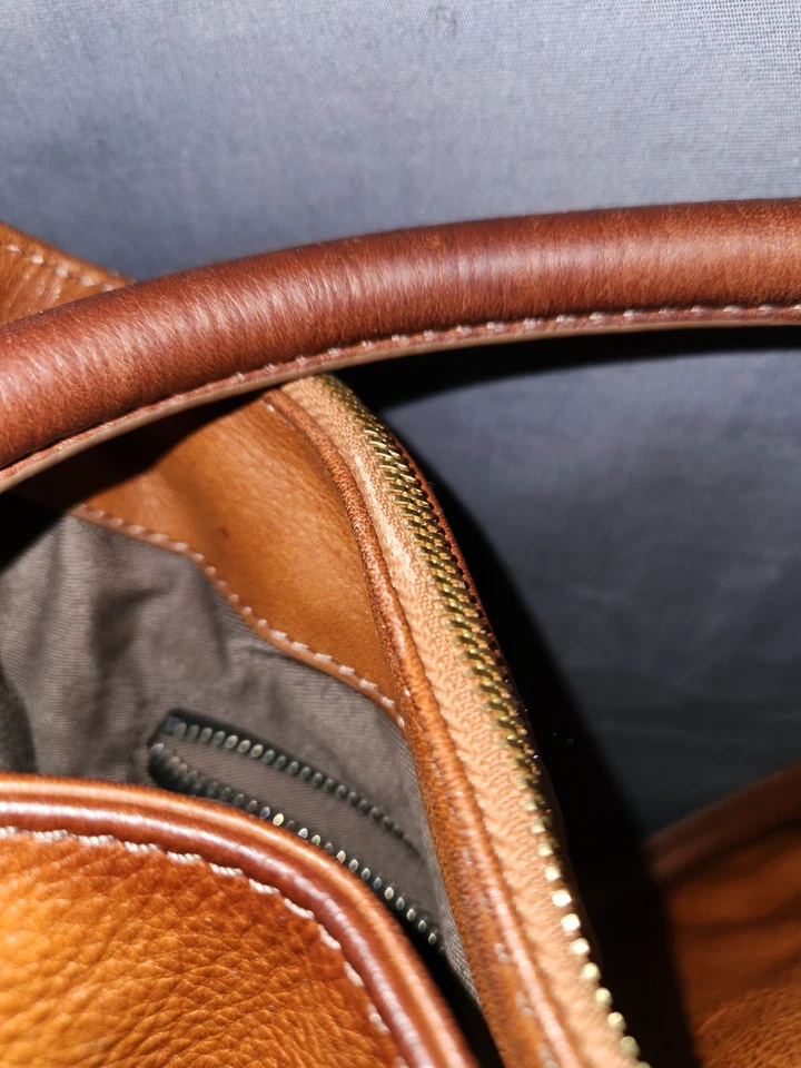 Bolsa de ombro J.Crew Brompton grande hobo mão superior conhaque marrom couro pebbled - Imagem 3 de 4