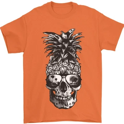T-Shirt Homme Tête De Mort Ananas Surf Surfing Vacances 100% Coton - Photo 1/4