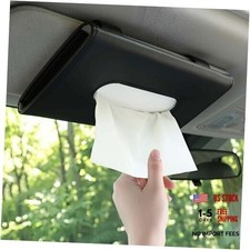 Car Tissue Holder, Car Sun Visor Napkin Box, Premium PU Leather, Auto B-black