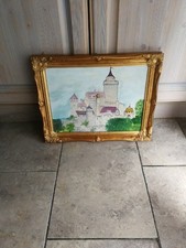 Gemälde öl - - Die Falkenburg um 1200- Unikat - - mit Rahmen - - 