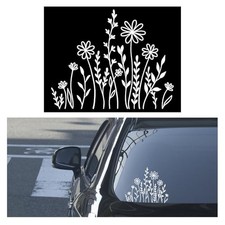 Wildflowers Boho Car Sticker Decal, Waterproof Vinyl Flower Vehicle White