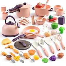 60Pcs Kids Mini Play Kitchen Accessories, Pretend Cooking Play Set with Cookw...