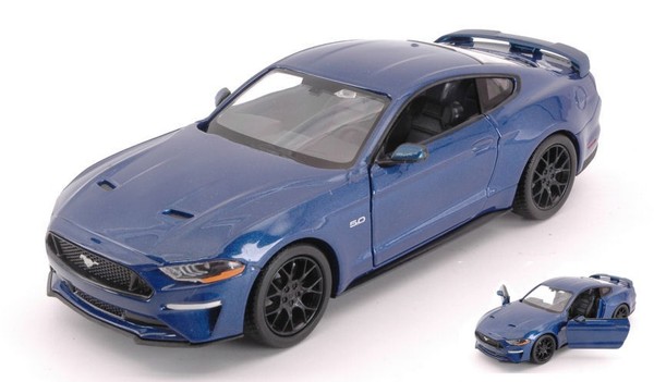 Motormax 1/24 Ford Mustang Gt 2018 Blau Modellbau Statisches Modell Diecast-image