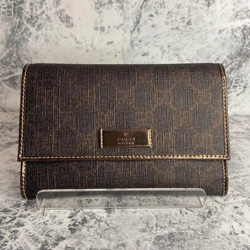 Portefeuille pliant Gucci GG Supreme marron toile enduite occasion authentique