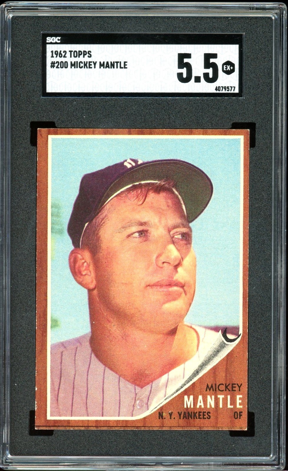 1962 Topps #200 Mickey Mantle HOF New York Yankees SGC 5.5 EX+