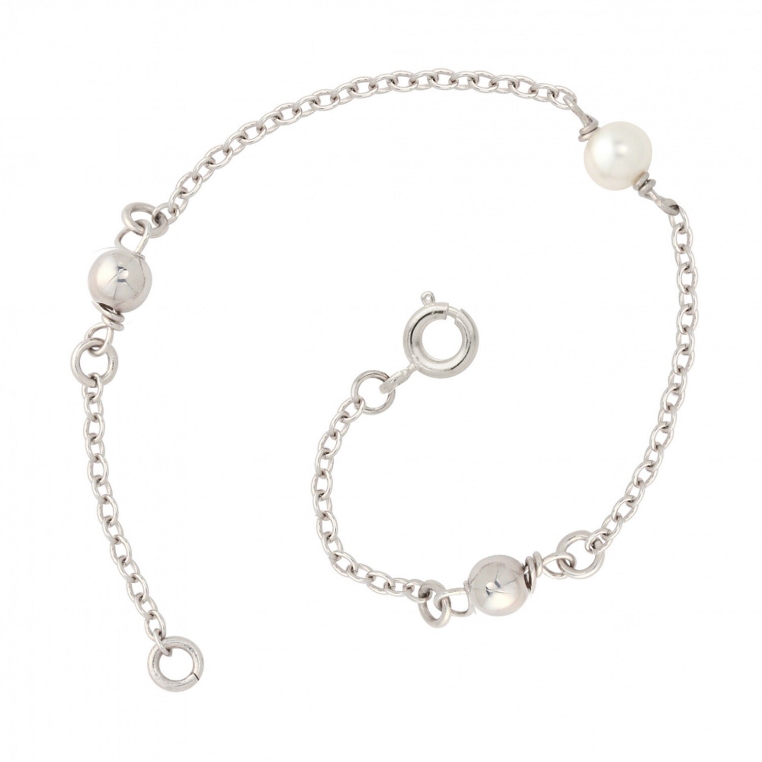 Bracelet perle synthétique argent 925 rhodié anti-allergie sans nickel pour peau sensible