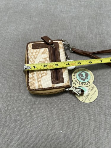 Spartina 449 Multi Wallet Wristlet Tropical Daufuskie Island Leather Linen Zip - Picture 14 of 19