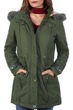 Roman Parka Coat Khaki Faux Fur Trim Hood 18