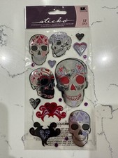 Sticko Autocollant 17PC Dimensional Multi Color Scroll Skulls Scrapbooking Craft