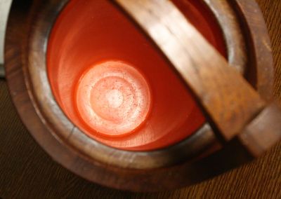 Vintage DANSK Ice Bucket. Teak with Orange Inner Lining DENMARK
