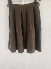vintage wool skirt 40's 50's 60's olive green small 23" w pleated