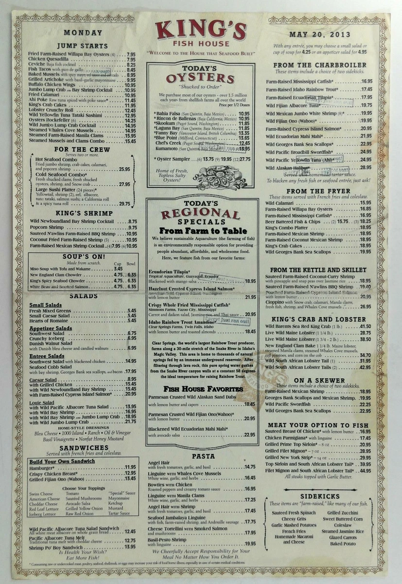 13+ King Fish Market Menu