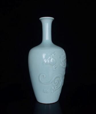 OLD RARE YELLOWISH GREEN GLAZE CHINESE PORCELAIN VASE KANGXI