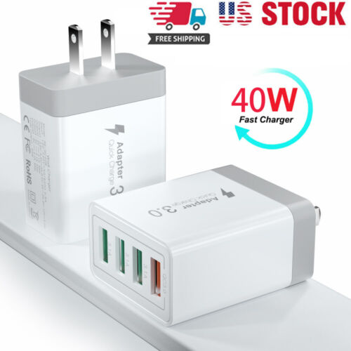 40W QC 3.0 Fast Quick Charge Multi-Port USB Wall Charger Adapter US Plug Block - Afbeelding 1 van 29