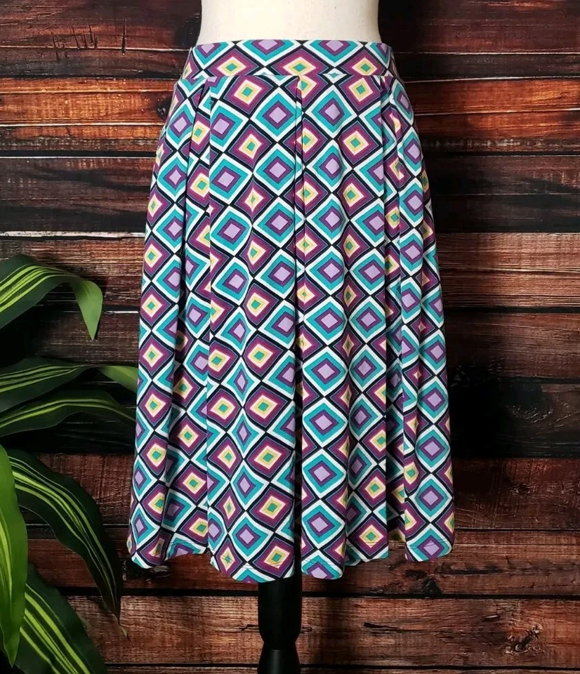 Falda LulaRoe Madison Talla XS Mujer Plisada Bolsillos Cintura Elástica Diamante Foto 3 de 4