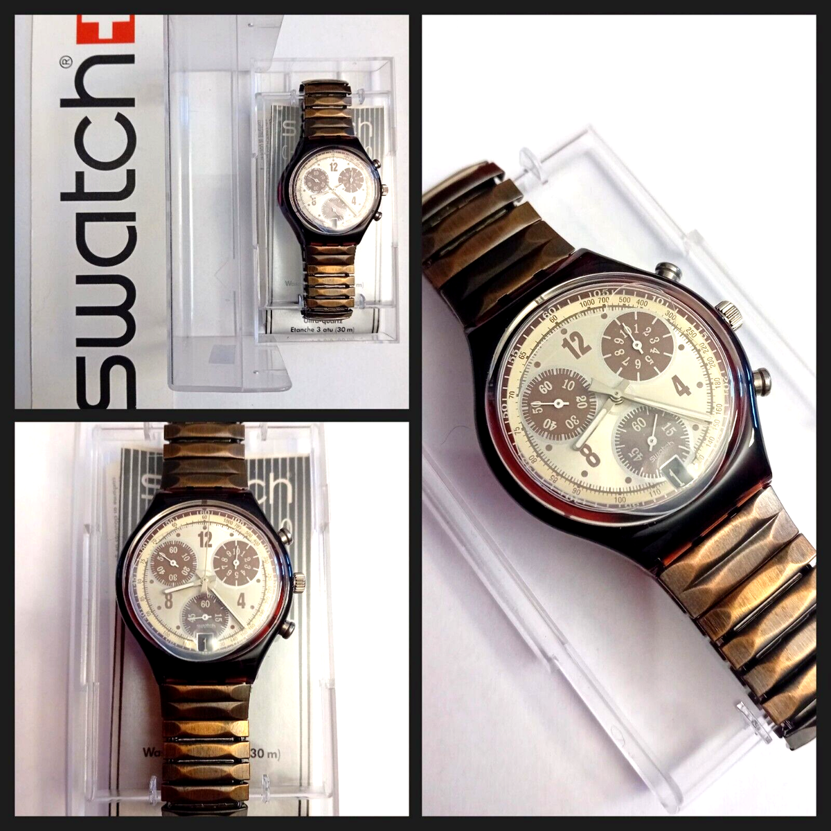 Swatch Chrono Nuovo Brownbrushed SCR400 1997 Vintage Orologio da 