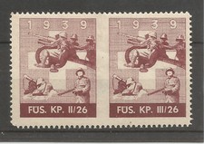 Switzerland/WWII Fus Kp II/26 & Fus Kp III/26 (Infantry) soldier stamp HOR PAIR